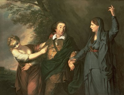 David Garrick (1717-79) tussen de muzen van tragedie en komedie, 1760-61 door Joshua Reynolds